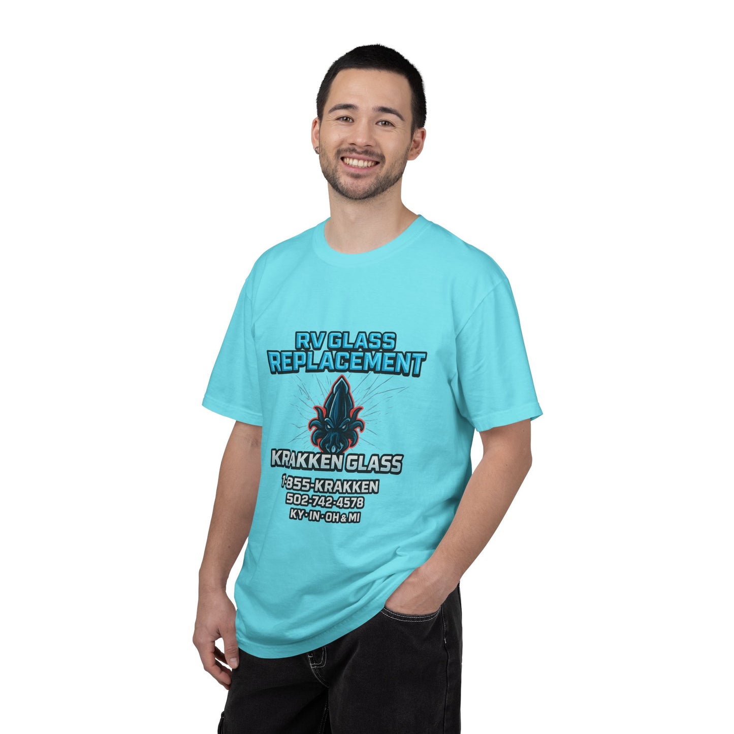 RV Glass Replacement T‑Shirt — KRAKKEN GLASS Logo Tees