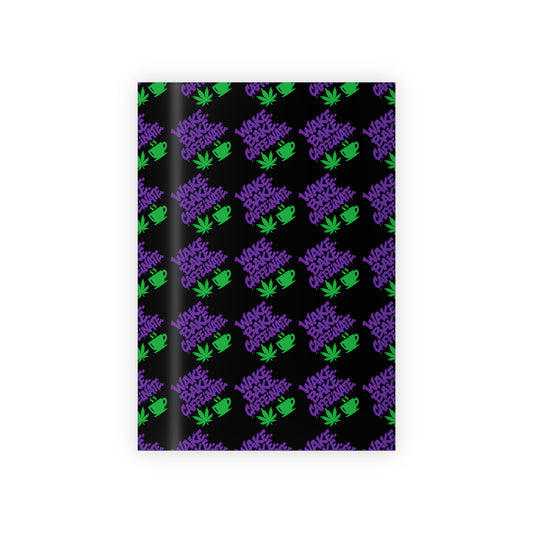 Gift Wrap Roll — Neon Purple Floral Pattern on Black (1pc)
