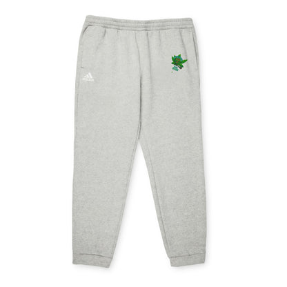 Embroidered Leaf Logo Joggers — Grey Fleece Sweatpants