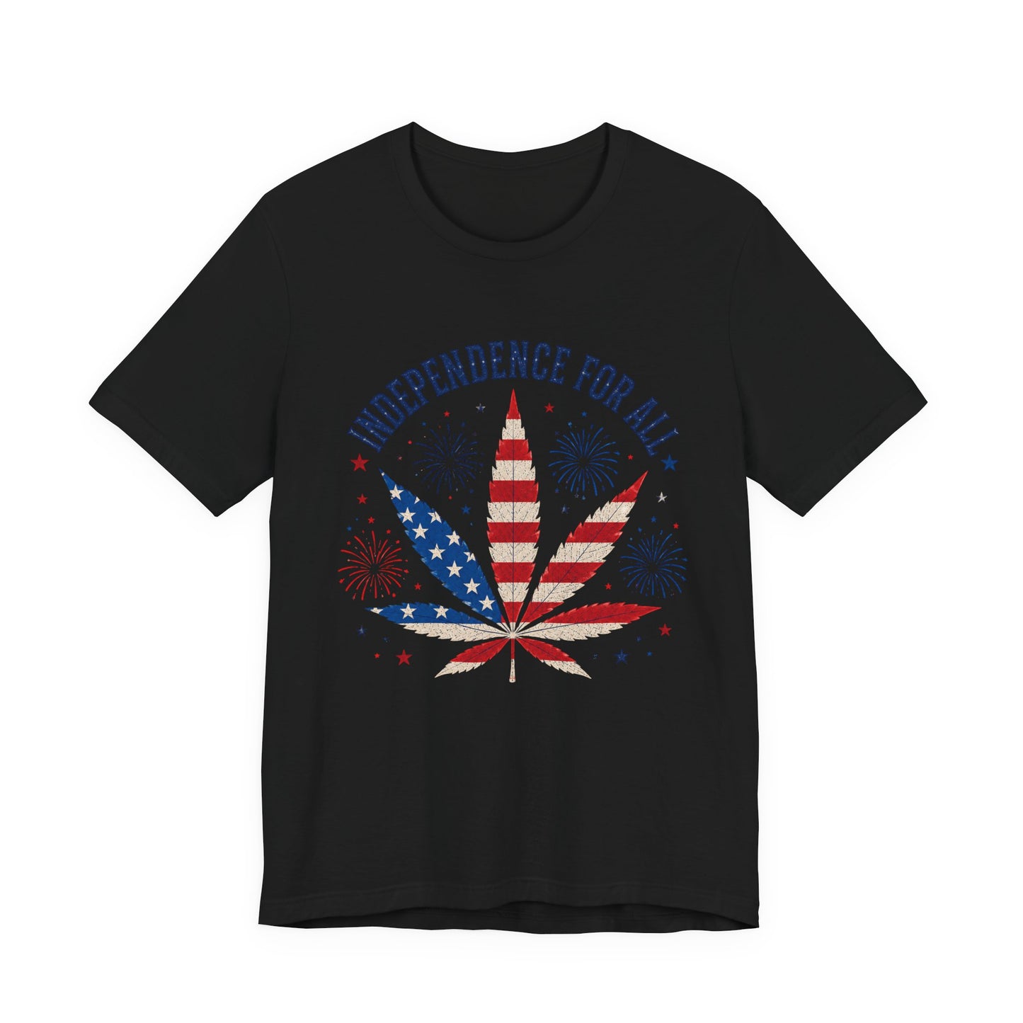 Independence For All Cannabis Shirt | Patriotic 4th of July Weed Leaf Tee | American Flag Marijuana Graphic T-Shirt