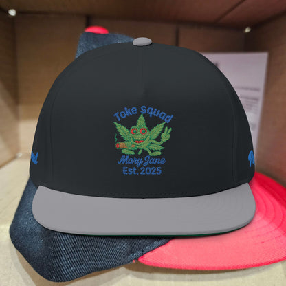Puff Proud Cannabis Hat | Weed Lover Chill Vibes Cap - Embroidered Flat Bill Cap | Toke Squad | Perfect for Outdoor Adventures, Festivals, Gifts, and Casual Wear