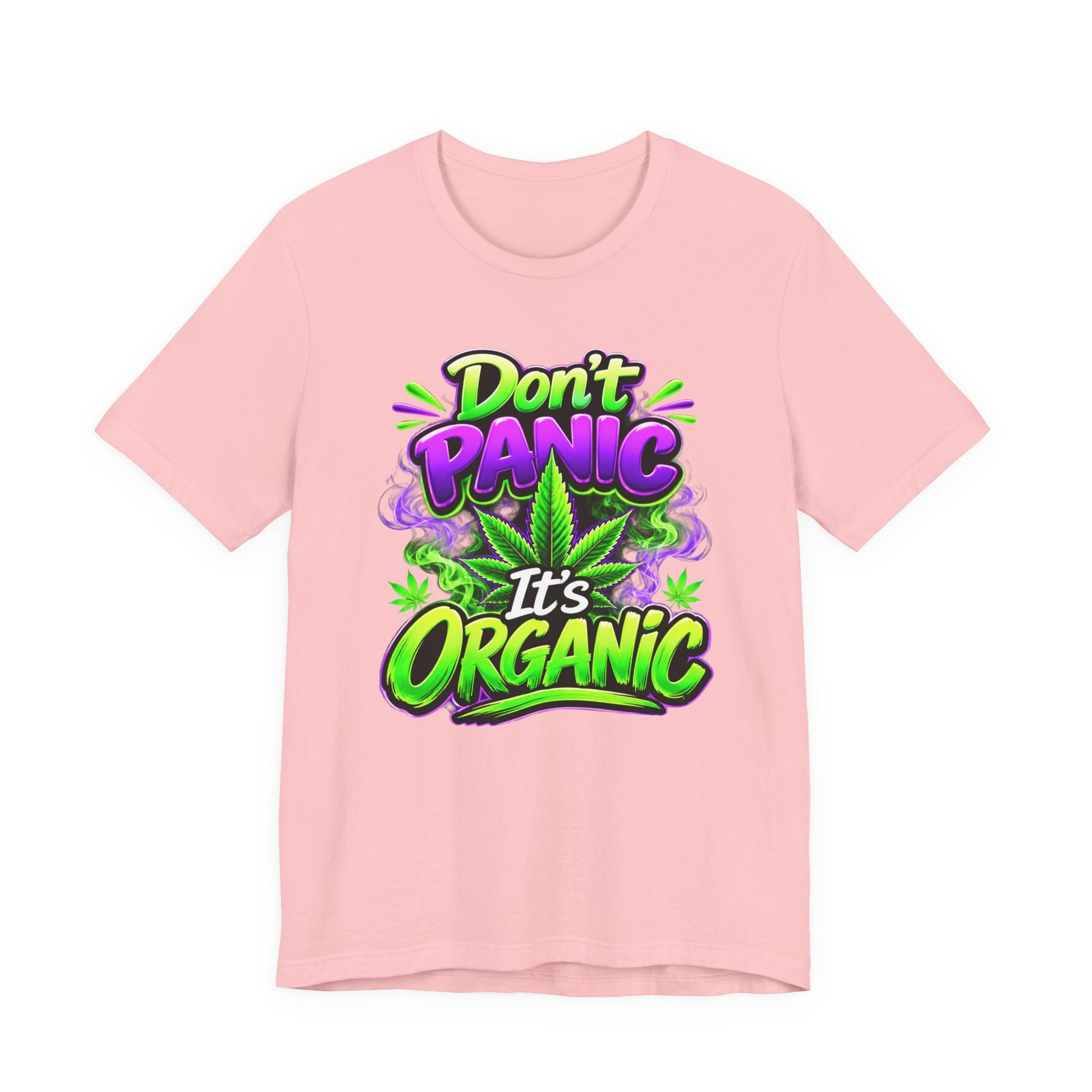 Don't Panic It's Organic T-Shirt | Funny Organic Cannabis-Inspired Graphic Tee | Neon Streetwear Gift for Herb Lovers Printify