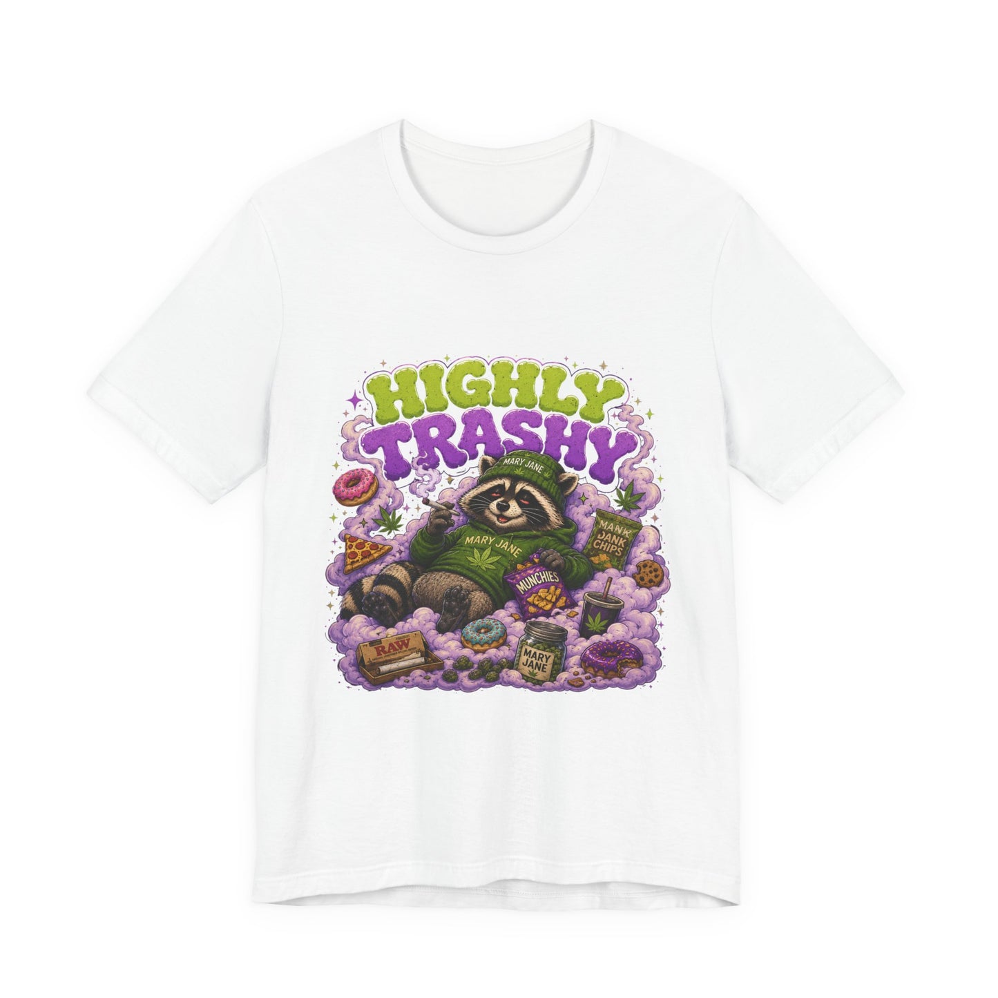 Highly Trashy Raccoon Shirt | Funny Stoner Trash Panda Tee | Cartoon Cannabis Lover Gift