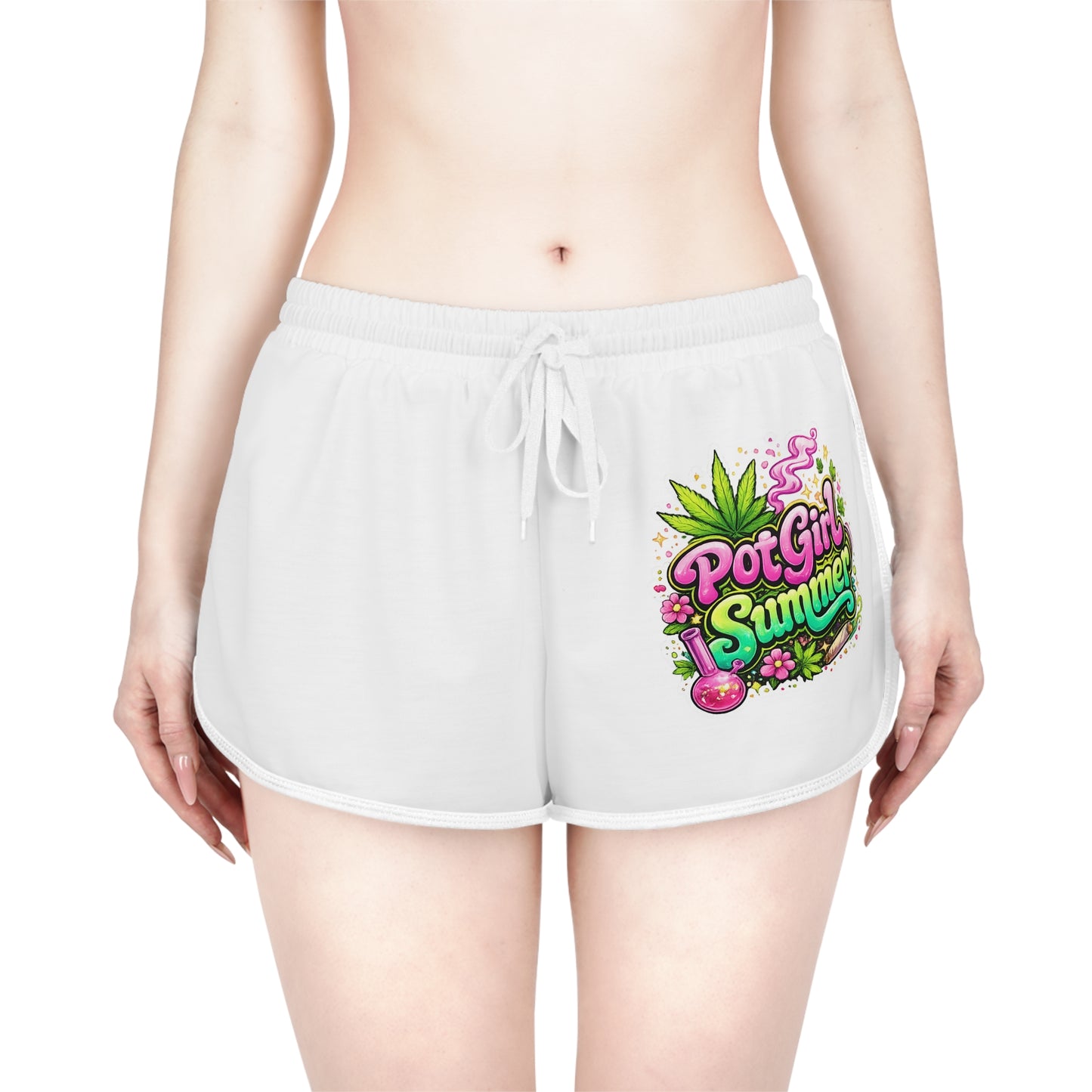 Pot Girl Booty Shorts – Funny 420 Women’s Shorts, Cannabis Summer Outfit, Cute Weed Apparel, Festival Rave Clothing, Stoner Gift Idea