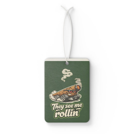 Funny 420 Car Air Freshener – They See Me Rollin Blunt Design – Cannabis Humor Hanging Car Scent Decor