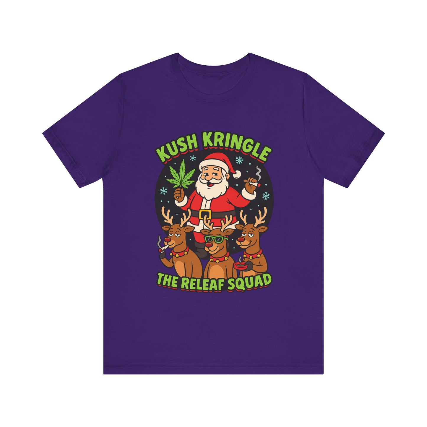 Kush Kringle Christmas Tee — "The Releaf Squad" Santa & Reindeer Holiday Shirt