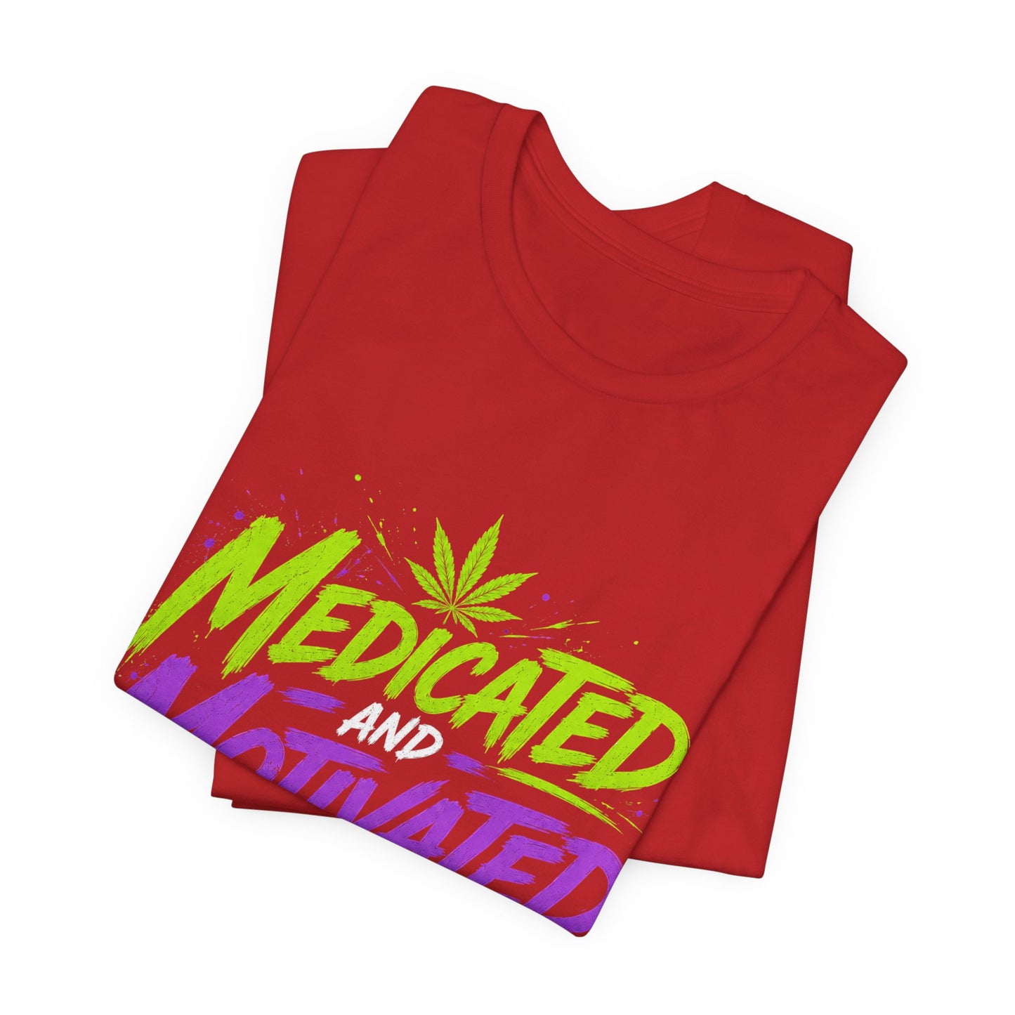 Medicated & Motivated with Mary Jane Neon Streetwear Cannabis T-Shirt