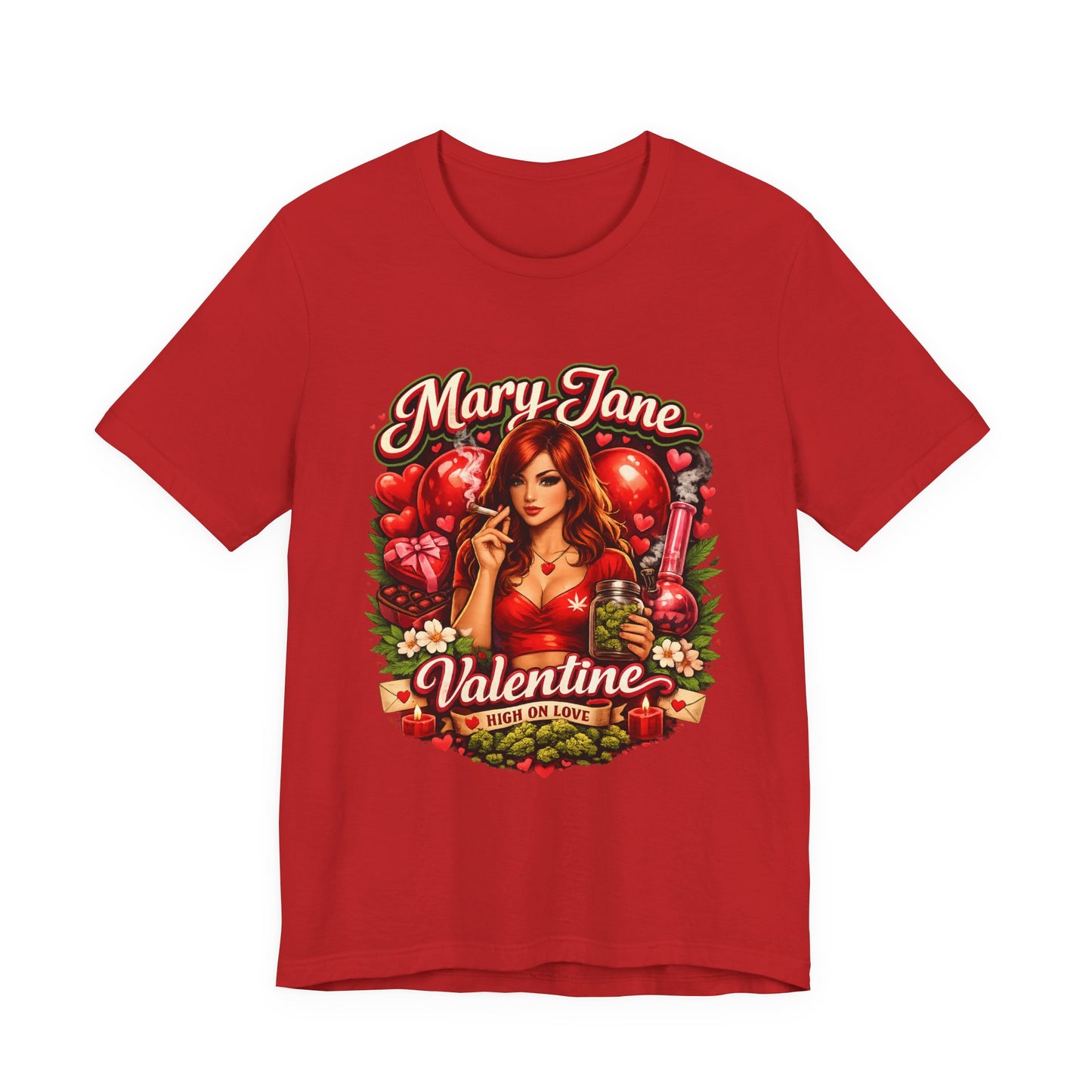 Mary Jane Valentine T-Shirt – Be My Valentine Blunt Heart Graphic Tee, Stoner Love Streetwear, Cannabis Vibe Gift