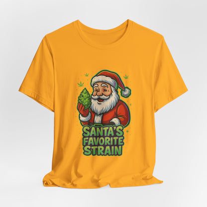 Santa’s Favorite Strain Holiday T-Shirt – Funny Cannabis Christmas Tee