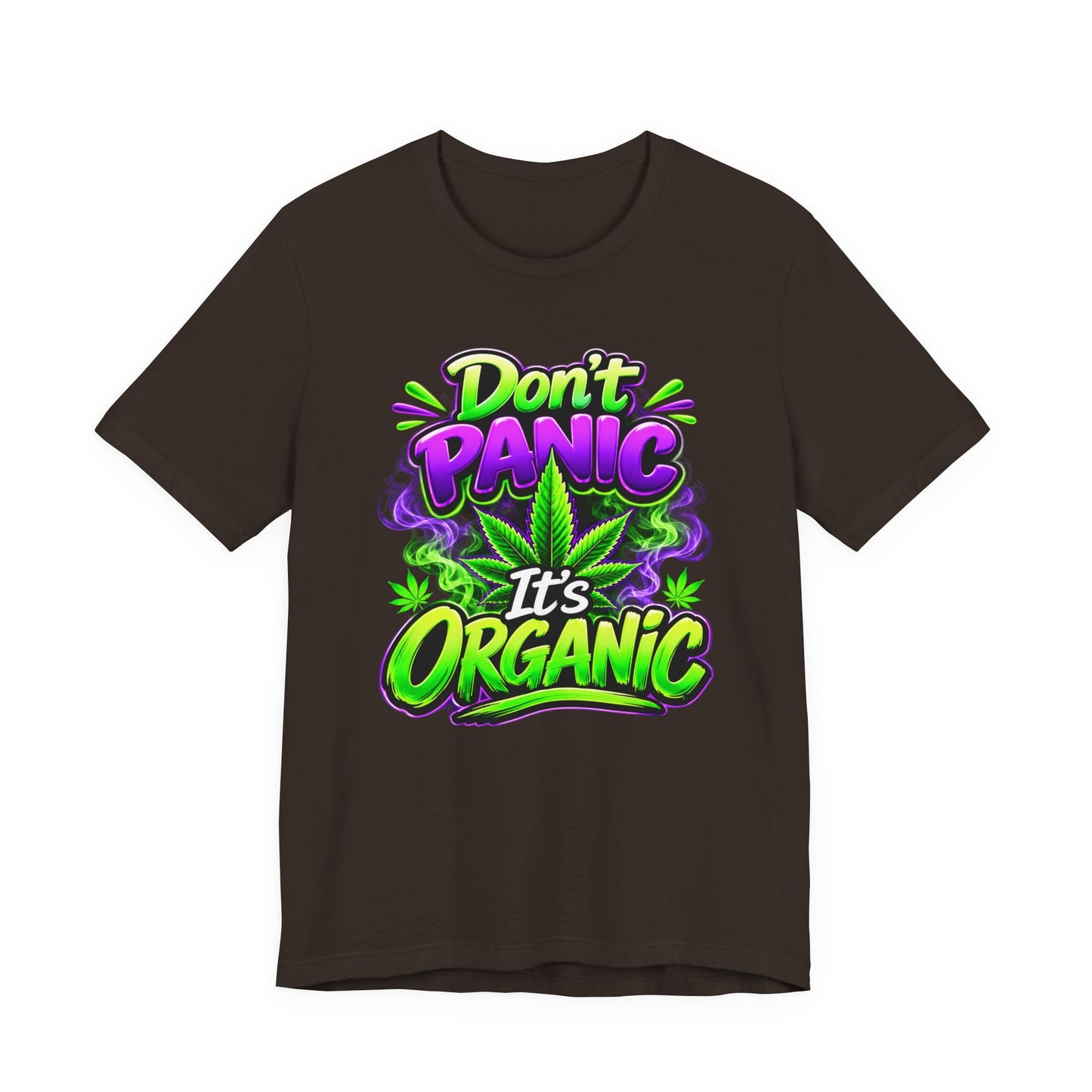 Don't Panic It's Organic T-Shirt | Funny Organic Cannabis-Inspired Graphic Tee | Neon Streetwear Gift for Herb Lovers Printify