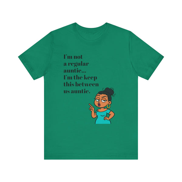 Sassy Auntie Graphic – “Keep This Between Us” Funny Auntie Cartoon PNG