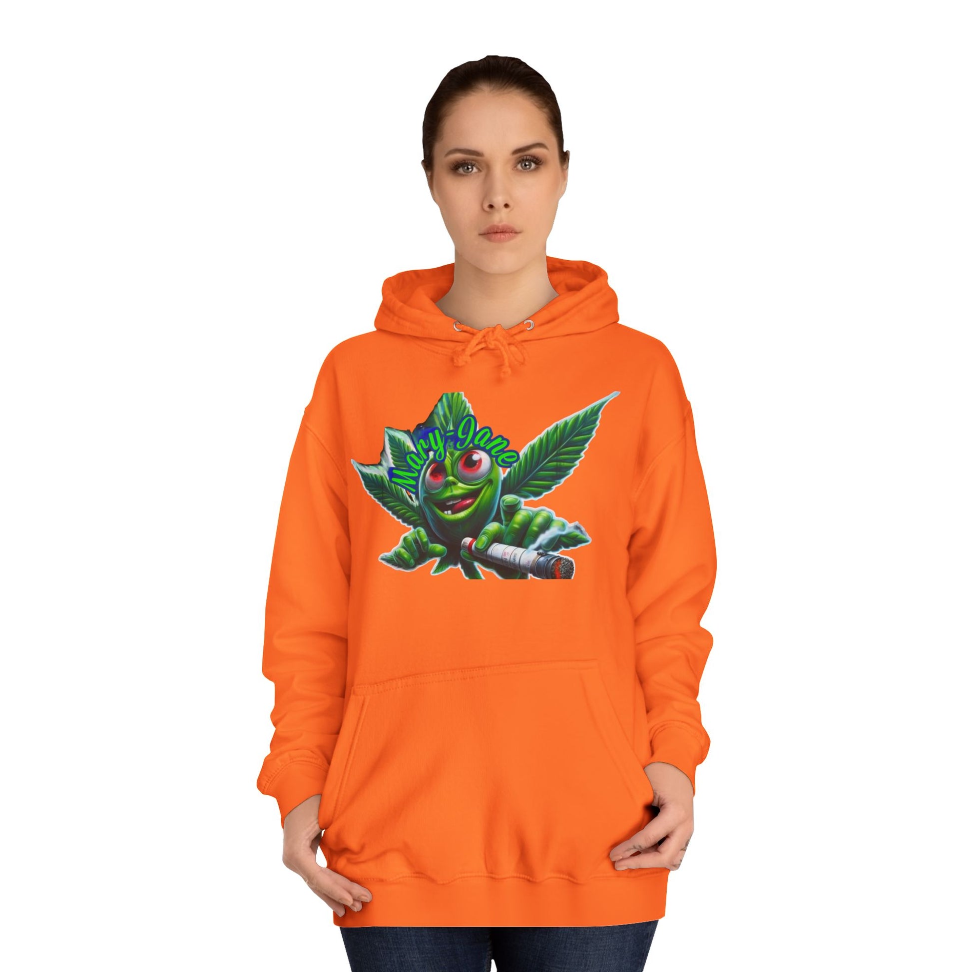 Unisex College Hoodie with Playful Leaf Design, Trendy Sweatshirt for Students, Eco-friendly Apparel, Gift for Graduates, Relaxed [...]-Mary Jane 2025