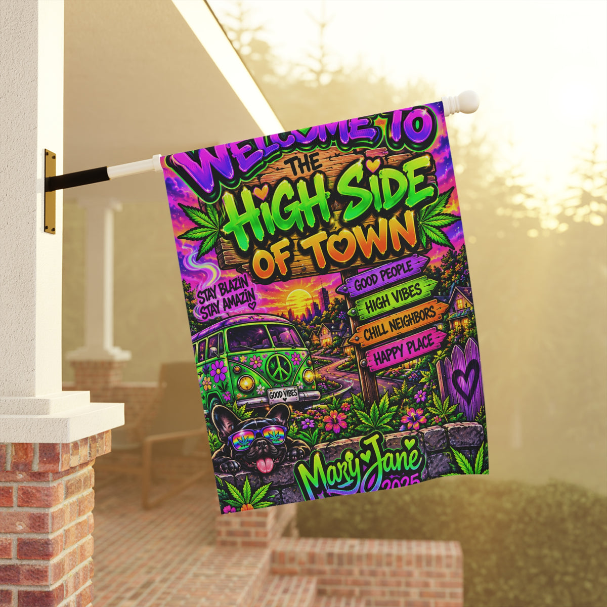 Welcome to the High Side of Town Yard Flag | Funny Janer Garden Decor Printify