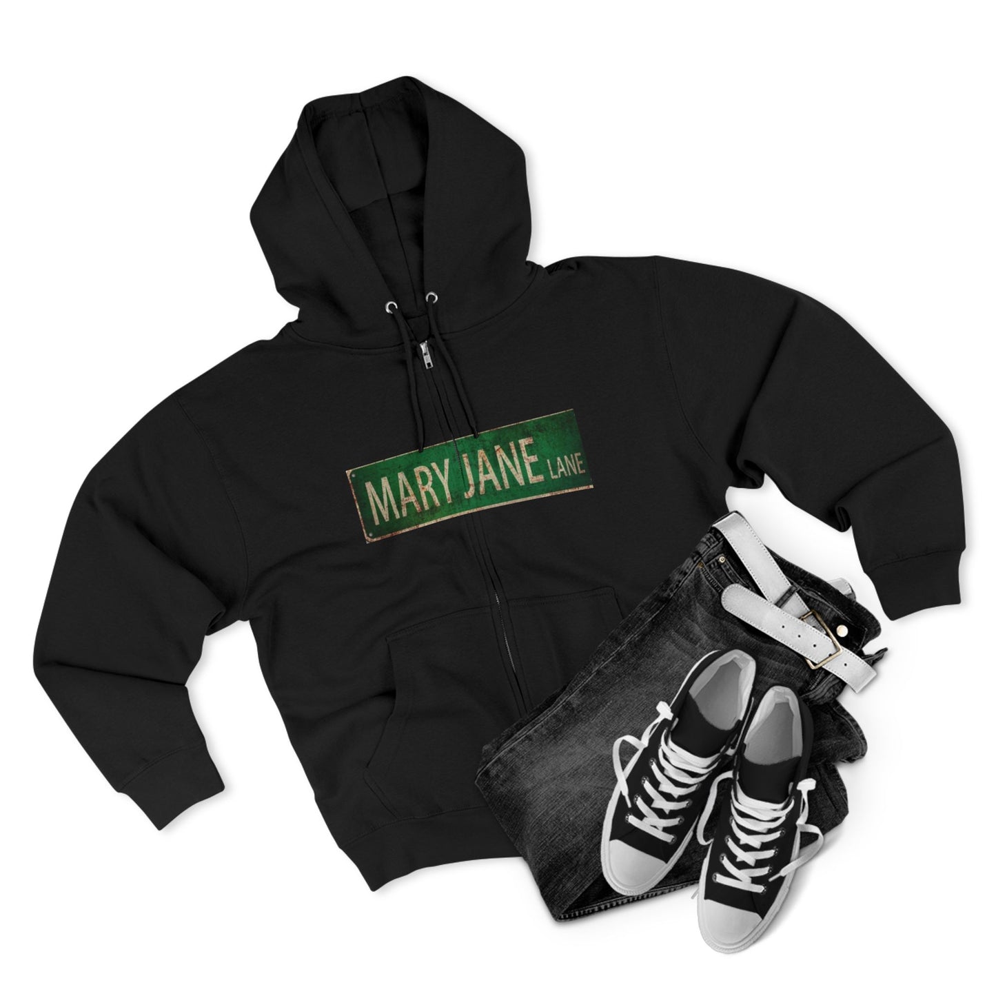 Mary Jane Lane Unisex Zip Hoodie, Cozy Sweatshirt for Relaxation, Cannabis Enthusiast Gift, Streetwear, Trendy Hoodie-Mary Jane 2025