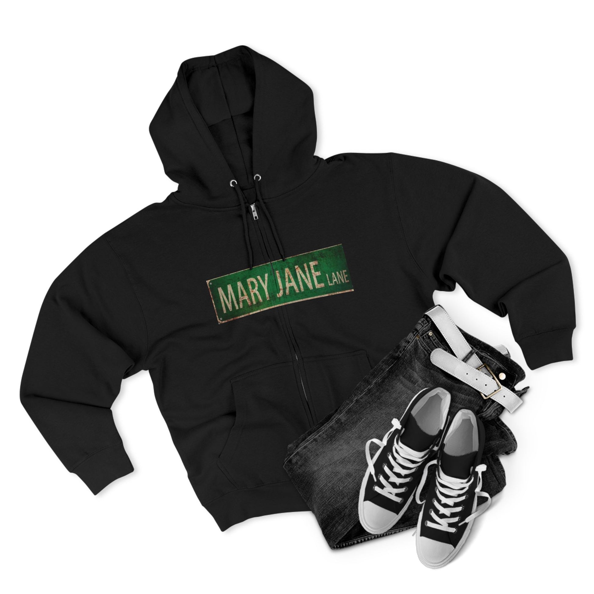 Mary Jane Lane Unisex Zip Hoodie, Cozy Sweatshirt for Relaxation, Cannabis Enthusiast Gift, Streetwear, Trendy Hoodie-Mary Jane 2025