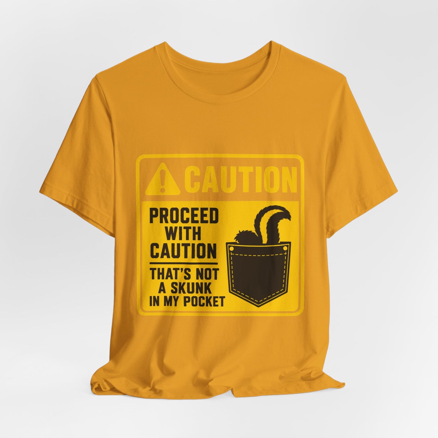 Caution Skunk Pocket Tee – Funny Graphic Warning T-Shirt