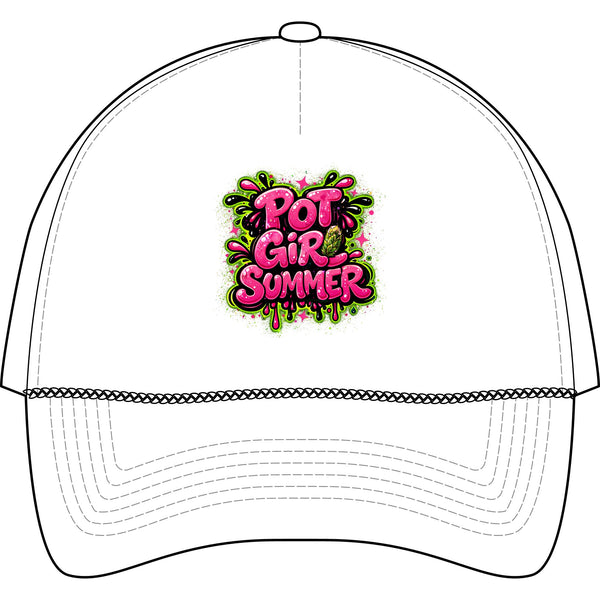 Trucker Cap — "Pot Girl Summer" Graphic Foam Mesh-Back Hat
