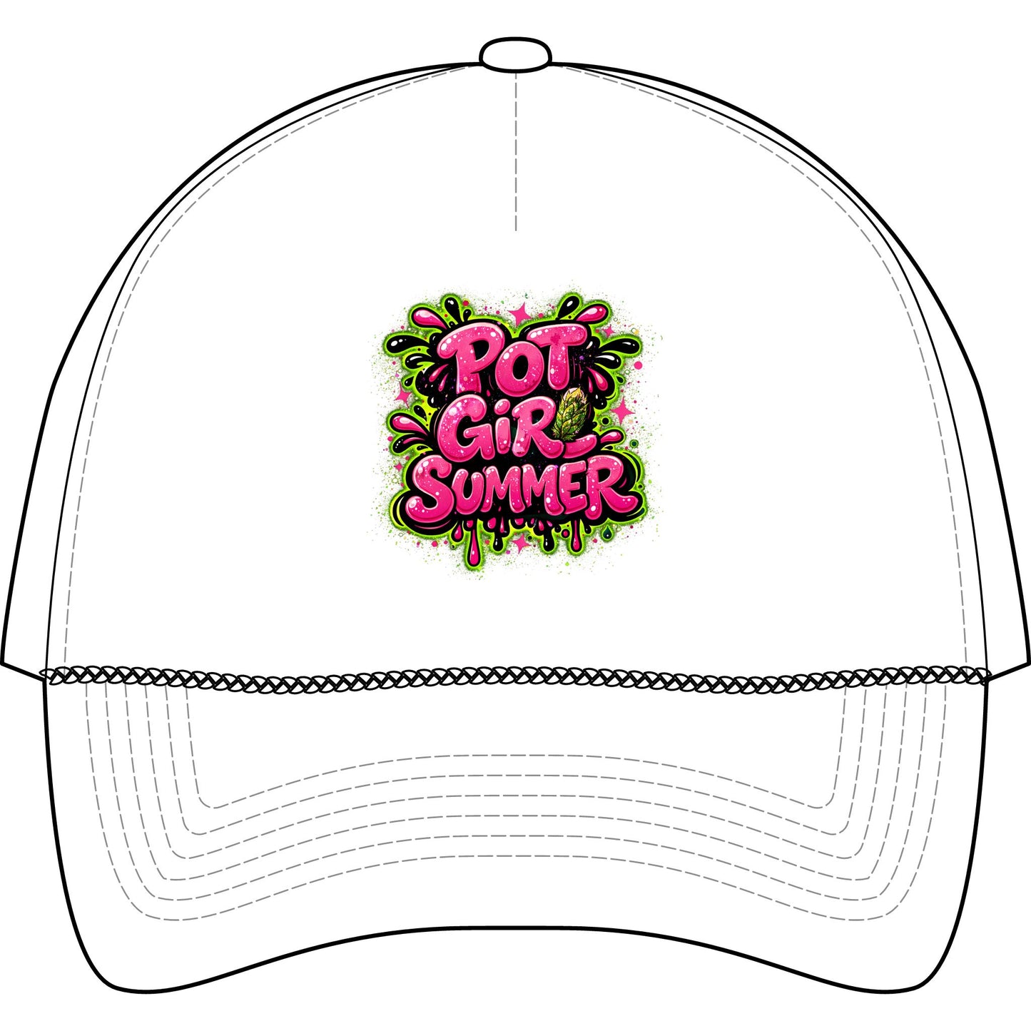 Trucker Cap — "Pot Girl Summer" Graphic Foam Mesh-Back Hat