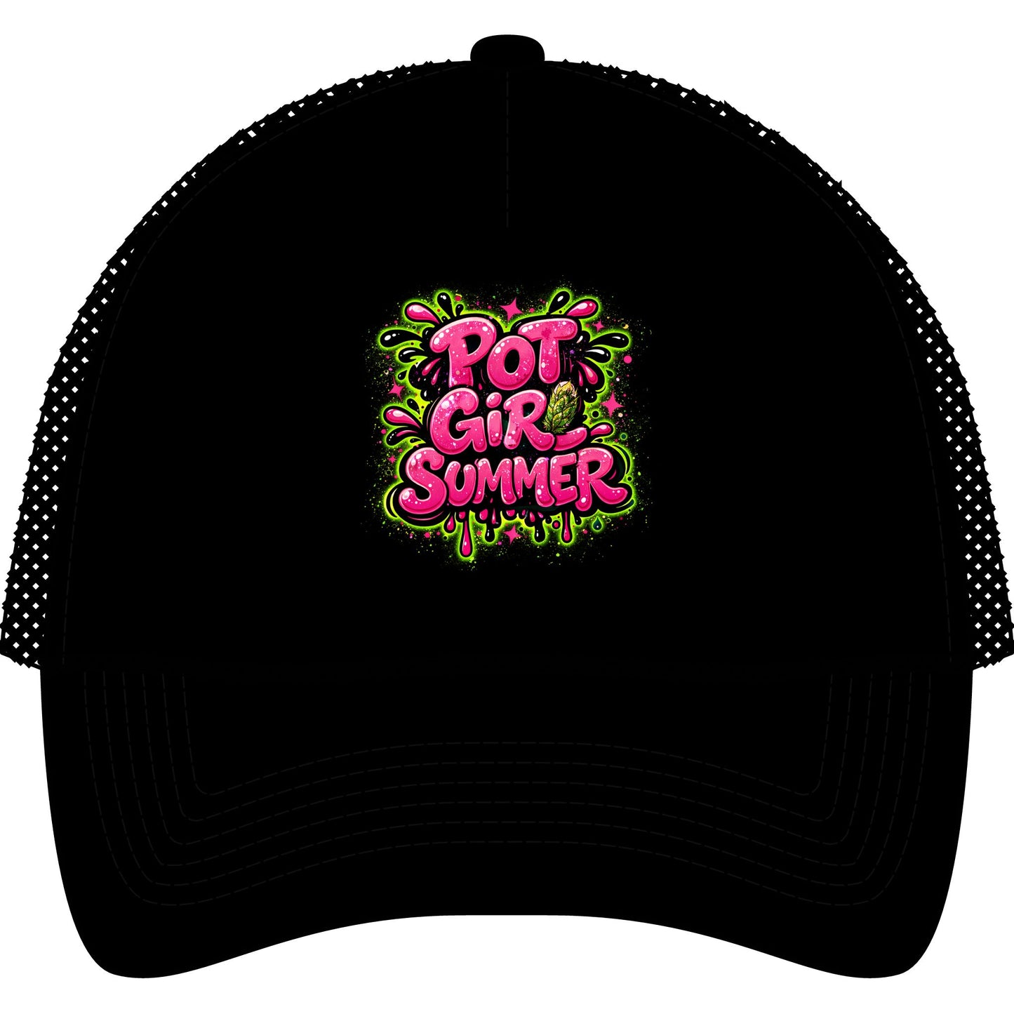 Trucker Cap — "Pot Girl Summer" Graphic Foam Mesh-Back Hat