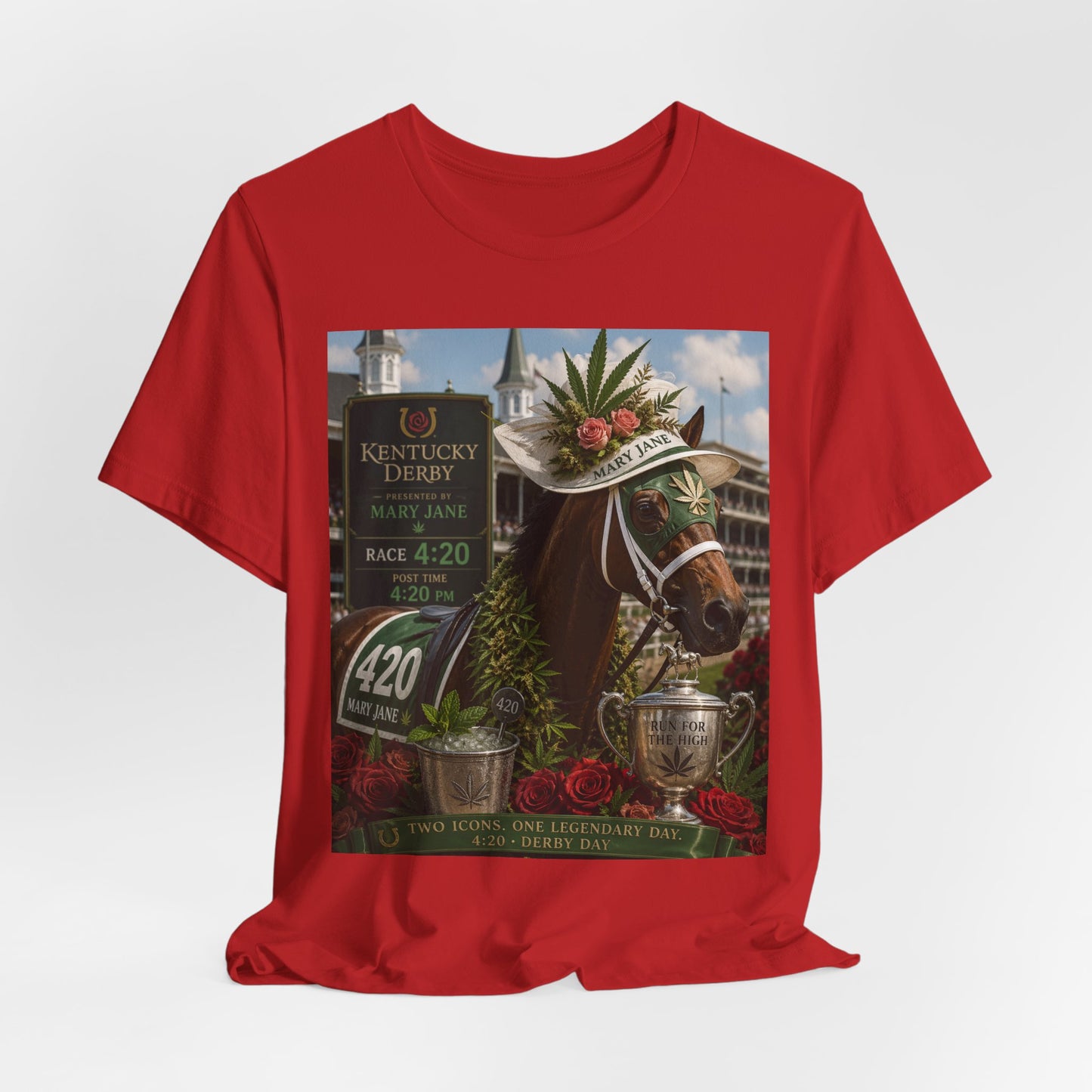 420 Kentucky Derby Mary Jane Horse Poster – Run for the High Cannabis Derby Art, 4:20 Derby Day Design