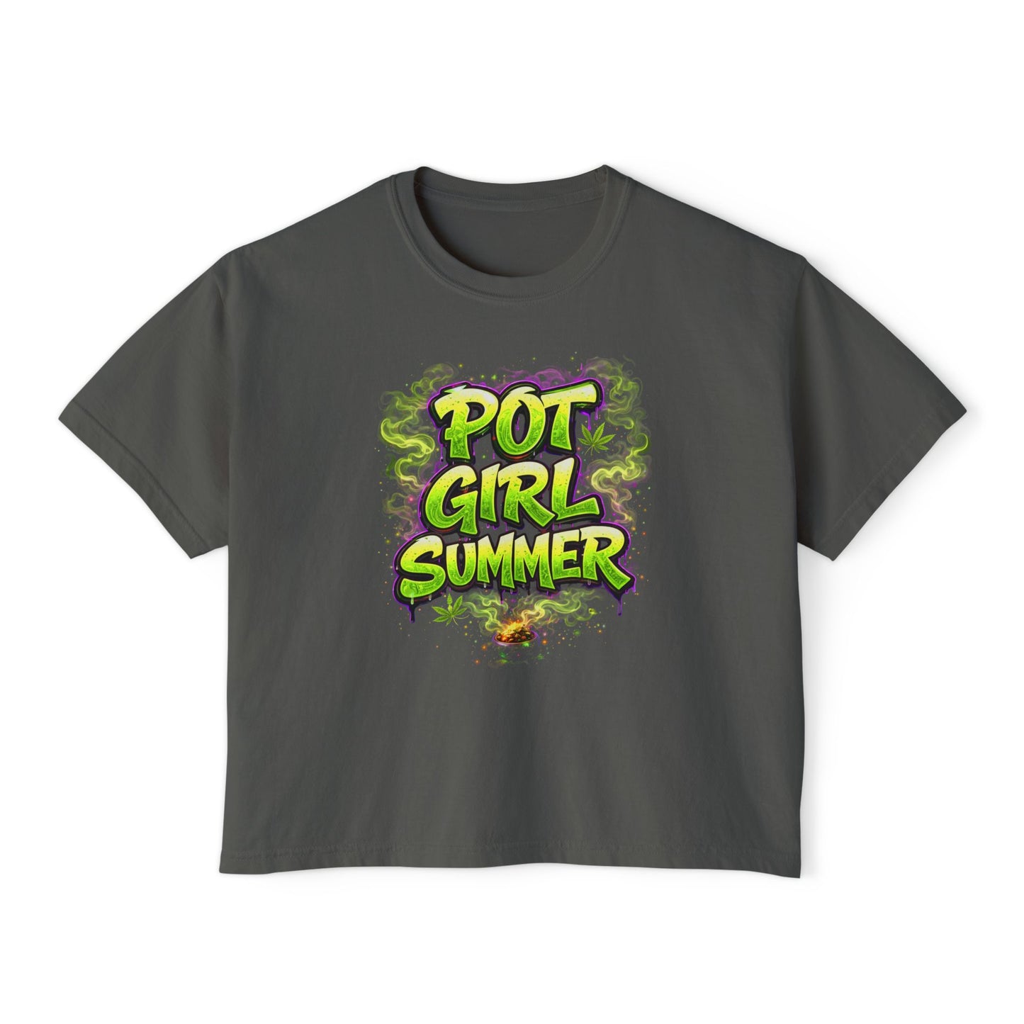 Pot Girl Summer Neon Weed Graphic T-Shirt | Funny Stoner Aesthetic Cannabis Party Tee | 420 Festival Streetwear Shirt