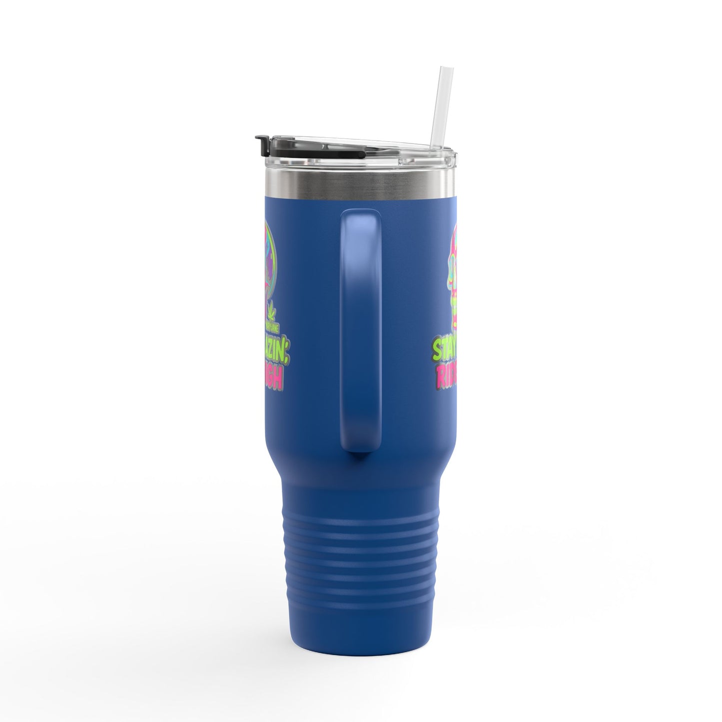 Insulated Travel Mug, Stay Blazin' Ride High Skull Design, 40oz Coffee Cup, Perfect for Cannabis Lovers, Fun Gift for Birthdays, Road Trips