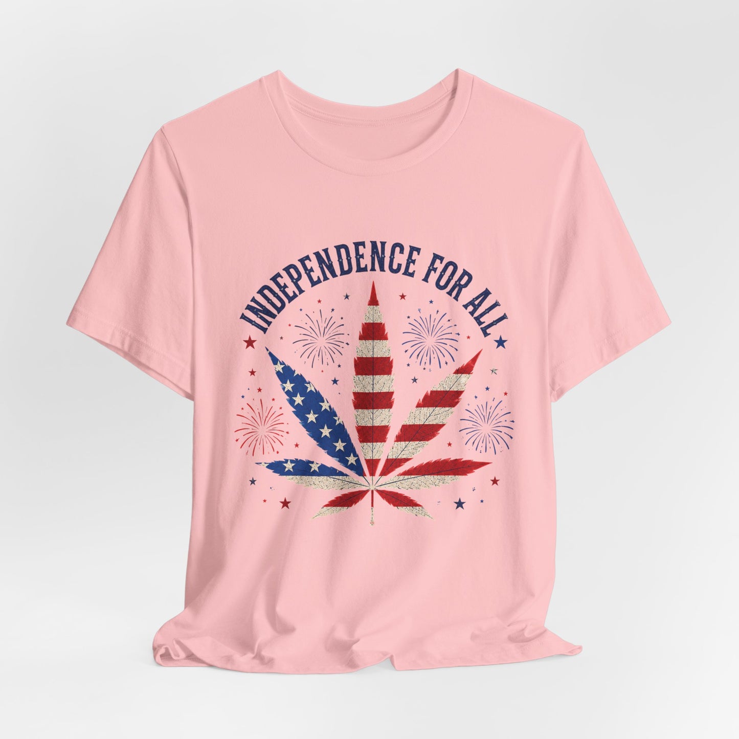 Independence For All Cannabis Shirt | Patriotic 4th of July Weed Leaf Tee | American Flag Marijuana Graphic T-Shirt