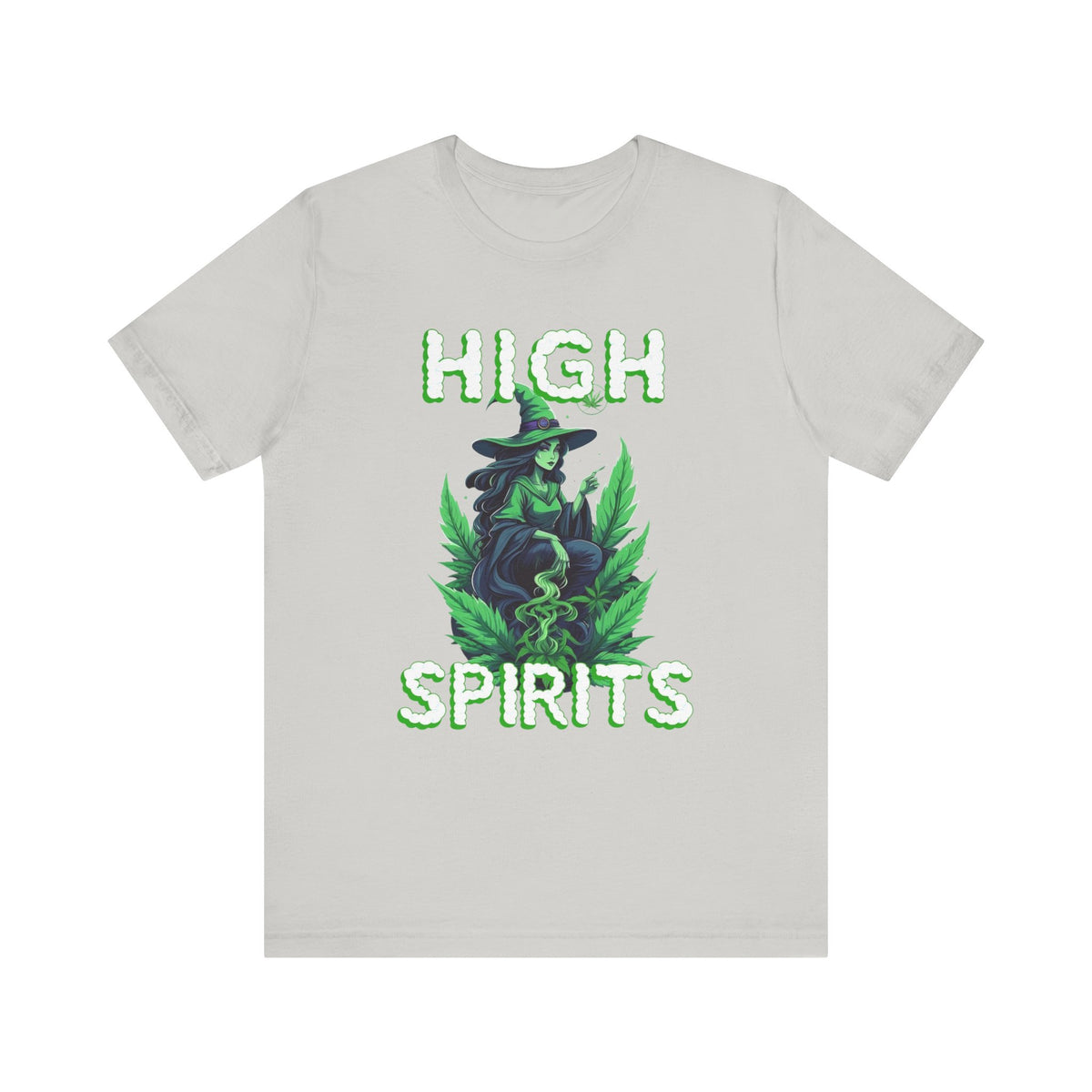 High Spirits Witchy Tee - Unisex Jersey Short Sleeve T-Shirt, Halloween Gift, Witch Apparel, Eco-Friendly Tee, Alternative Fashion Printify