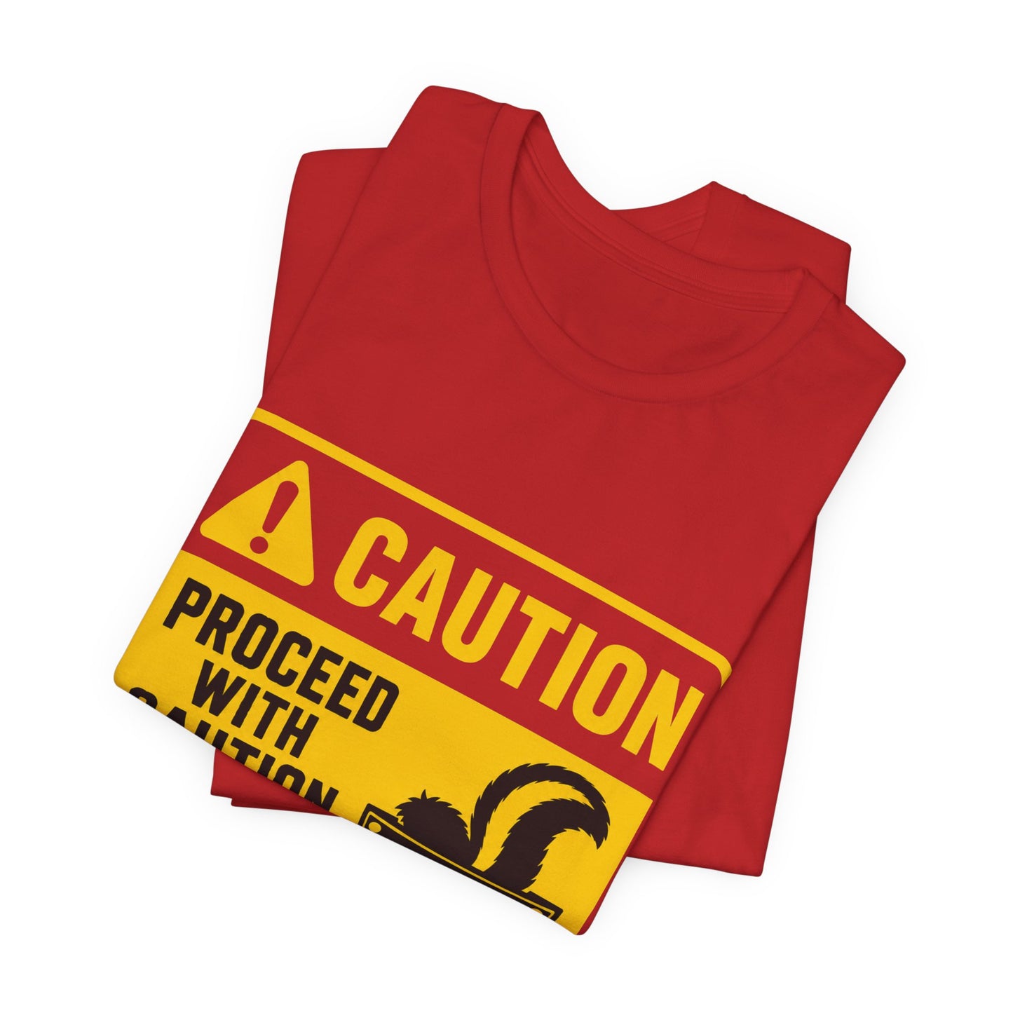 Caution Skunk Pocket Tee – Funny Graphic Warning T-Shirt