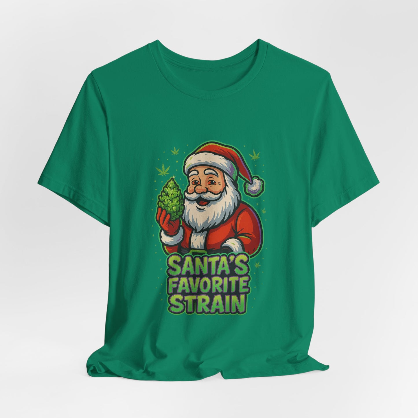 Santa’s Favorite Strain Holiday T-Shirt – Funny Cannabis Christmas Tee