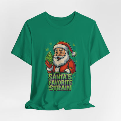 Santa’s Favorite Strain Holiday T-Shirt – Funny Cannabis Christmas Tee