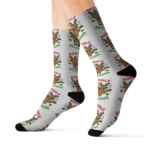 Kush Kringle Christmas Socks – Funny Cannabis Santa Holiday Socks | Mary Jane 2025 Weed Gift