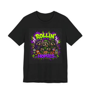Rollin' With My Homies Shirt | Funny Raccoon Stoner Tee | Cartoon Smoke Session Graphic