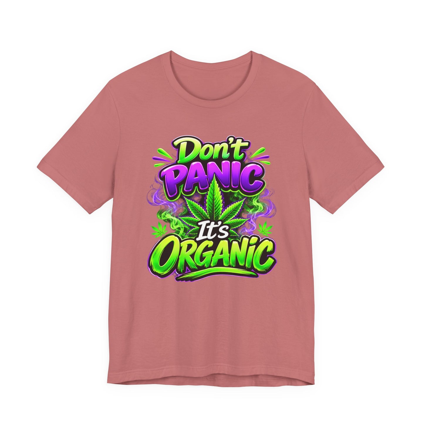 Don't Panic It's Organic T-Shirt | Funny Organic Cannabis-Inspired Graphic Tee | Neon Streetwear Gift for Herb Lovers Printify