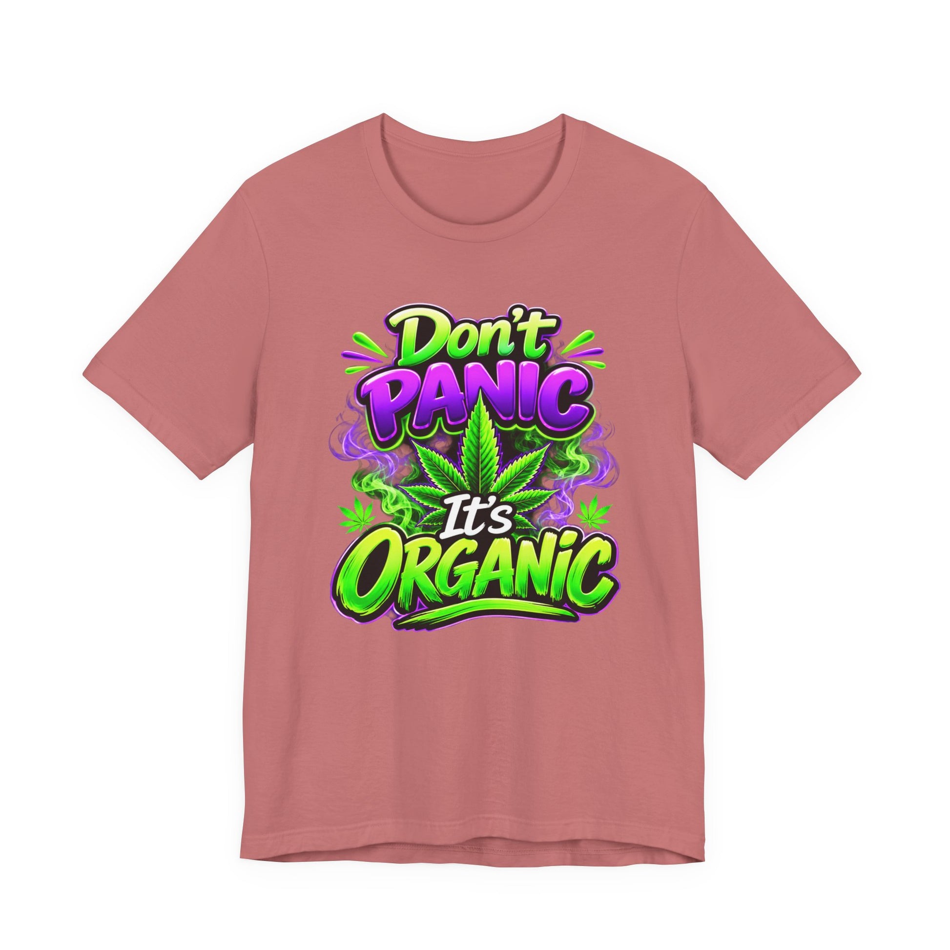 Don't Panic It's Organic T-Shirt | Funny Organic Cannabis-Inspired Graphic Tee | Neon Streetwear Gift for Herb Lovers Printify