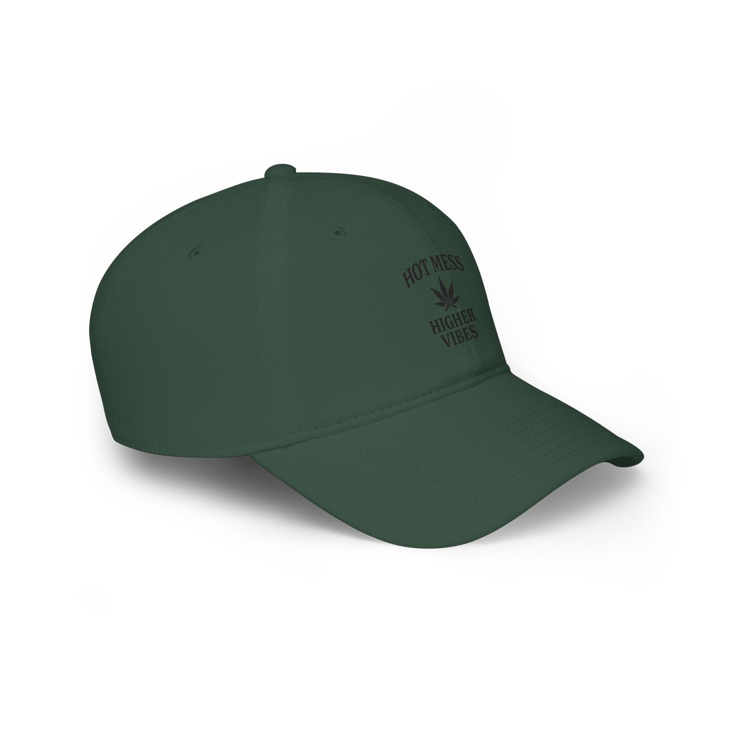 Hot Mess Higher Vibes Trucker Hat | Funny Stoner Mesh Cap | Cannabis Leaf Snapback | 420 Gift for Her & Him