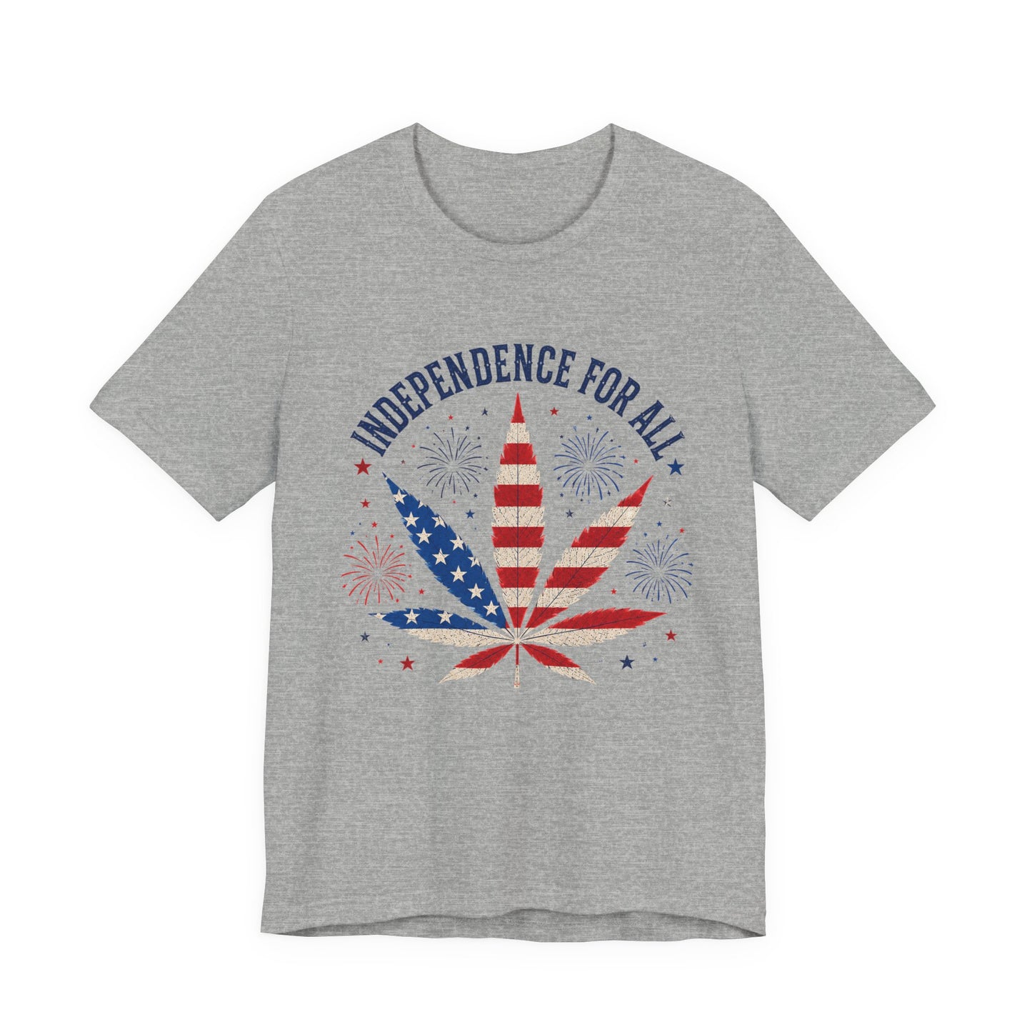 Independence For All Cannabis Shirt | Patriotic 4th of July Weed Leaf Tee | American Flag Marijuana Graphic T-Shirt