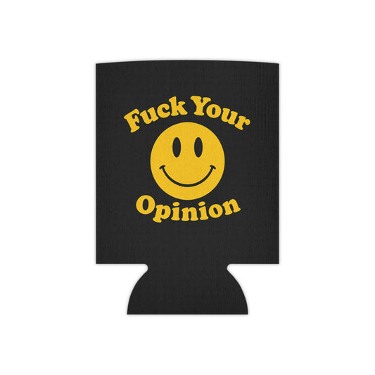 Funny Can Cooler Koozie – “Fuck Your Opinion” Smiley Face Beer Sleeve | Sarcastic Drink Insulator for Regular & Slim Cans