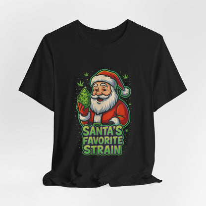 Santa’s Favorite Strain Holiday T-Shirt – Funny Cannabis Christmas Tee
