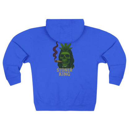 Stoner King Zip Hoodie - Trendy Unisex Hoodie for Chill Vibes, Perfect for Parties, Gifts, 420 Celebrations, Comfortable Layering
