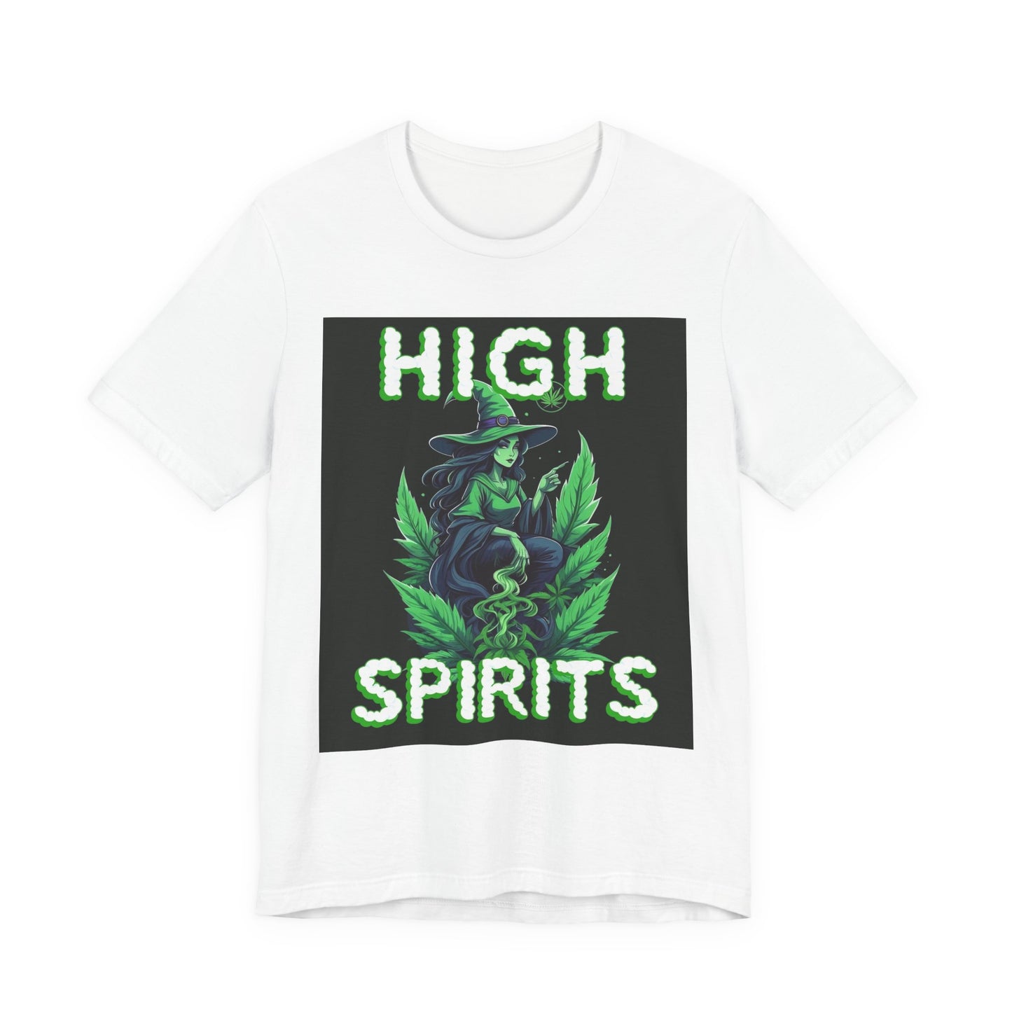 High Spirits Witchy Tee - Unisex Jersey Short Sleeve T-Shirt, Halloween Gift, Witch Apparel, Eco-Friendly Tee, Alternative Fashion