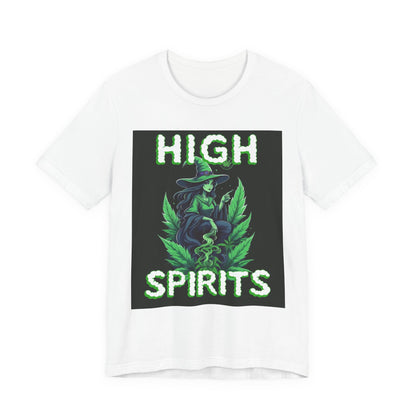 High Spirits Witchy Tee - Unisex Jersey Short Sleeve T-Shirt, Halloween Gift, Witch Apparel, Eco-Friendly Tee, Alternative Fashion
