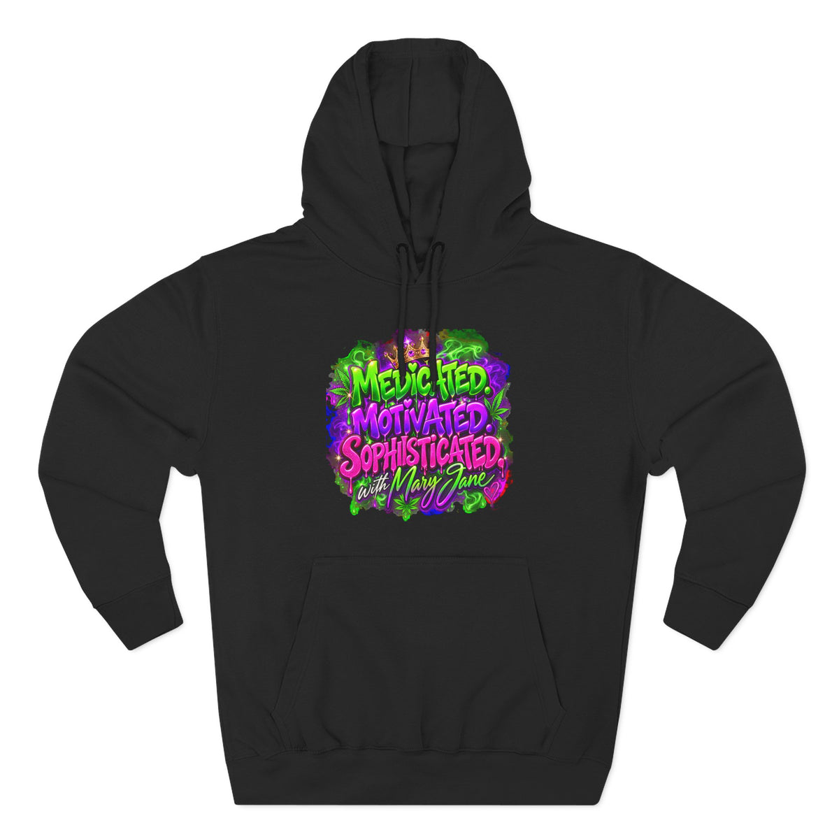 Medicated Motivated Sophisticated Hoodie | Mary Jane Graphic Sweatshirt | Funny 420 Pullover | Stoner Girl Streetwear 💜 SEO Description Printify