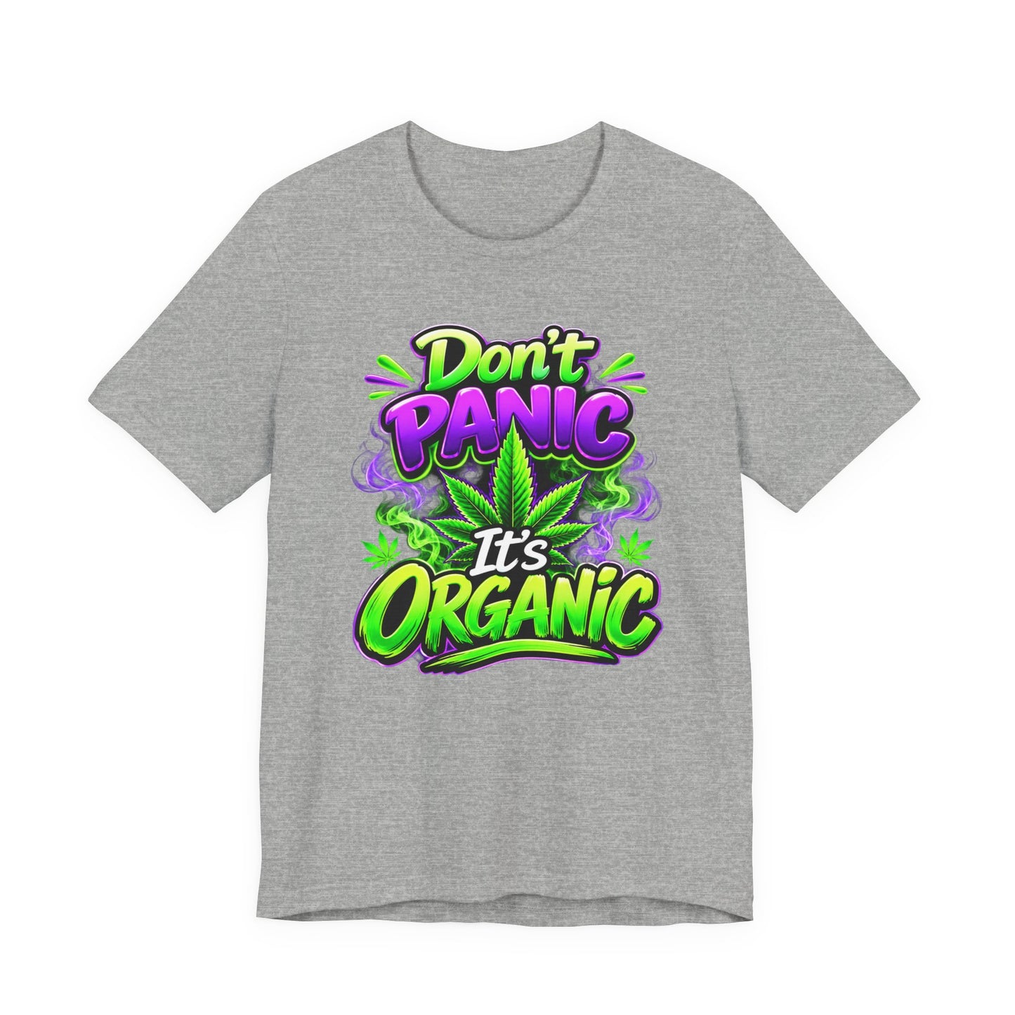 Don't Panic It's Organic T-Shirt | Funny Organic Cannabis-Inspired Graphic Tee | Neon Streetwear Gift for Herb Lovers Printify