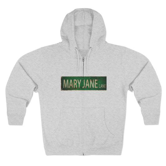 Mary Jane Lane Unisex Zip Hoodie, Cozy Sweatshirt for Relaxation, Cannabis Enthusiast Gift, Streetwear, Trendy Hoodie-Mary Jane 2025
