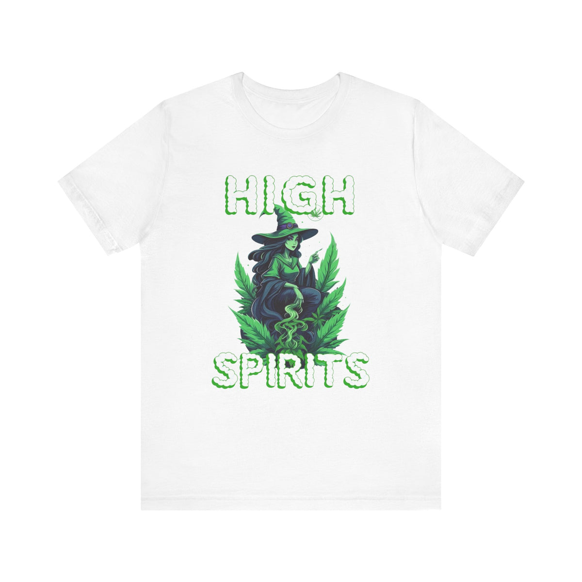 High Spirits Witchy Tee - Unisex Jersey Short Sleeve T-Shirt, Halloween Gift, Witch Apparel, Eco-Friendly Tee, Alternative Fashion Printify