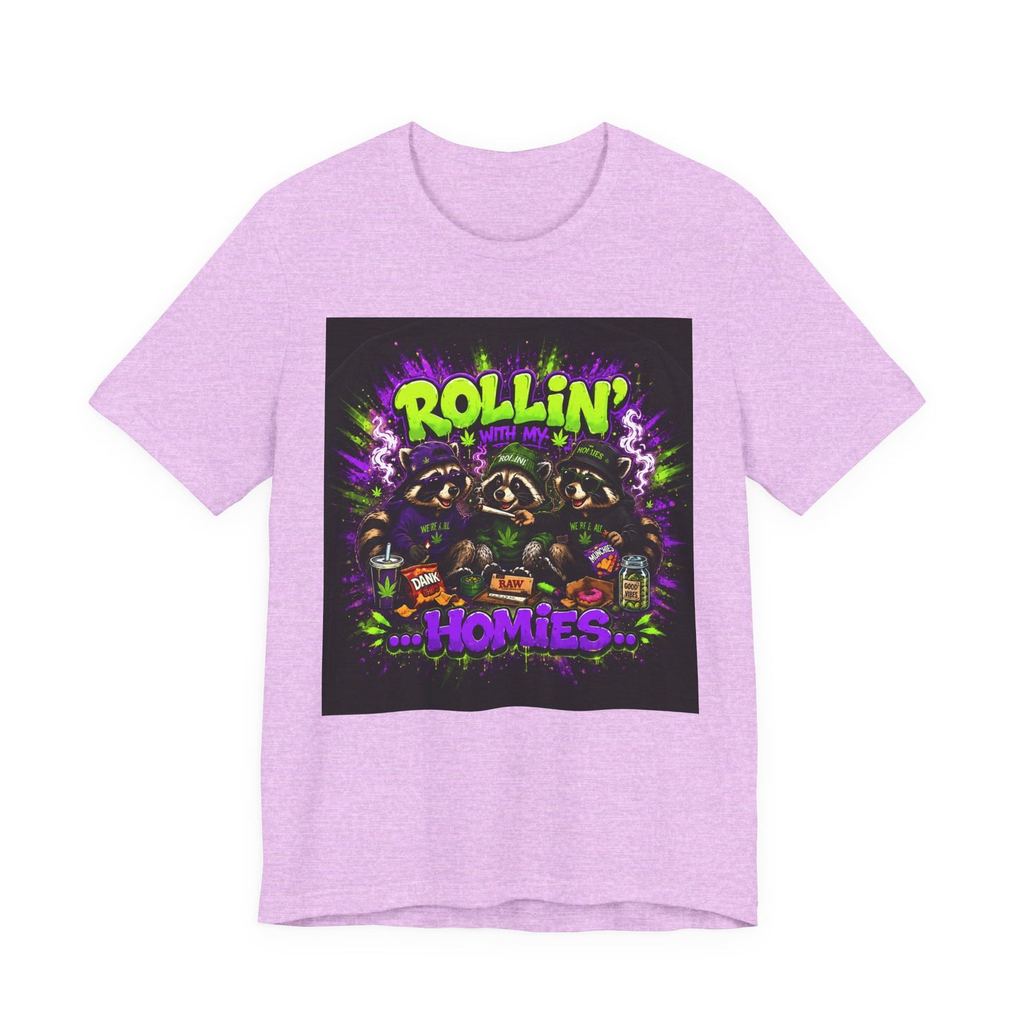 Rollin' With My Homies Shirt | Funny Raccoon Stoner Tee | Cartoon Smoke Session Graphic