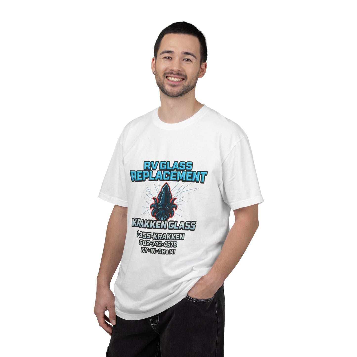 RV Glass Replacement T‑Shirt — KRAKKEN GLASS Logo Tees