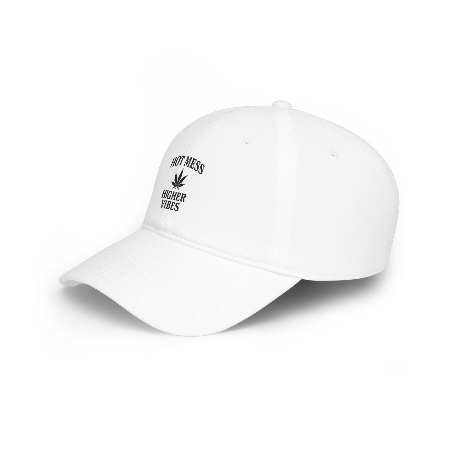 Hot Mess Higher Vibes Trucker Hat | Funny Stoner Mesh Cap | Cannabis Leaf Snapback | 420 Gift for Her & Him