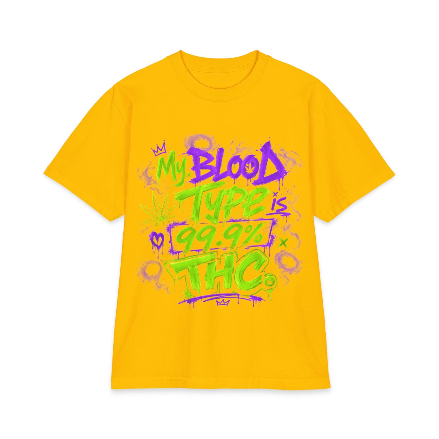 My Blood Type is 99.9% THC Graffiti Shirt | Neon Stoner Streetwear Tee | Funny Cannabis Graphic T-Shirt up to size 7XL